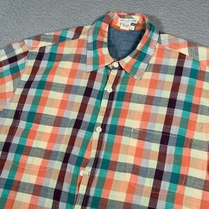 Carbon2Cobalt Shirt Mens Large Multicolor Plaid Button Up Textured Casual Cotton